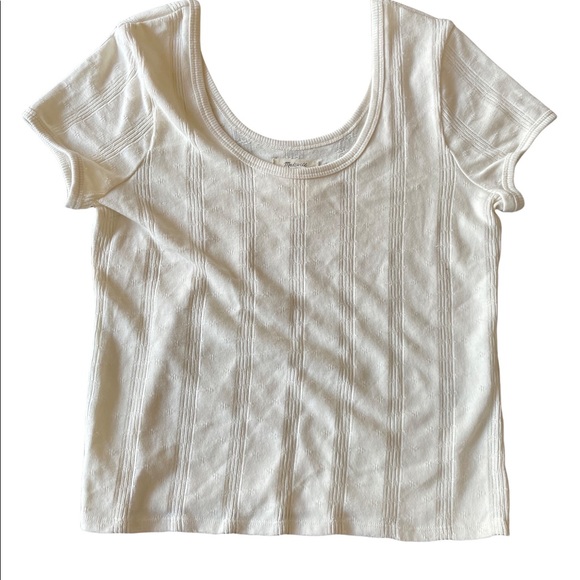 NWT Madewell Pointelle Ribbed Tee Cream Medium - Picture 3 of 5
